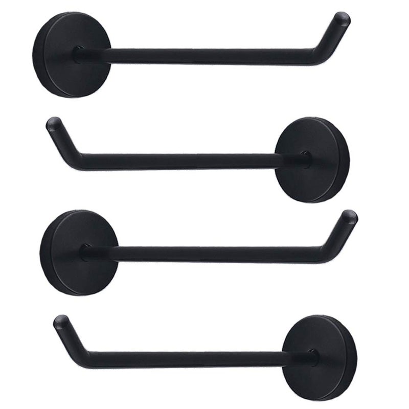 NELXULAS Classic Black Stainless Steel Heavy Duty Coat Hook, Durable Robe Hanger Wall Mount Hook, Perfect Touch Your Bathroom, Bedroom, Closets, Wardrobe, Kitchen (8", 4 PCS) - Image 1